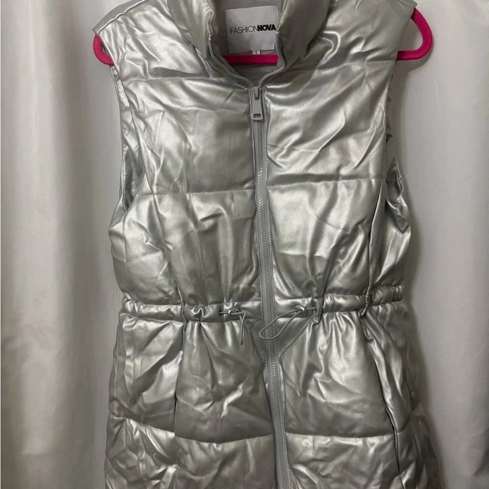 Fashion Nova Metallic Silver Vest